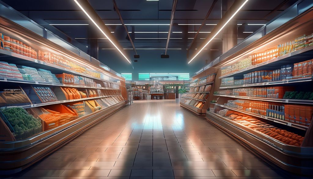 Interior moderno de supermercado