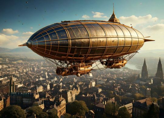 Firefly um zeppelin no céu, sobre uma cidade, view from above, steampunk 99297 2