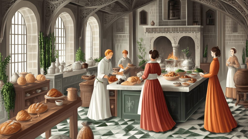 Representação de uma cozinha normada do primeiro milénio